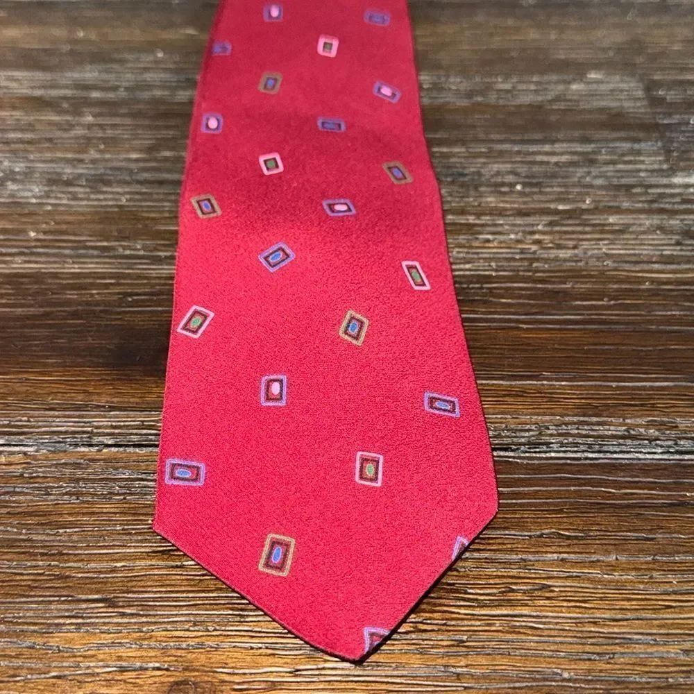 Vintage Fendi Red Tie with Shapes Silk Made in Italy